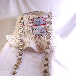 Crocheted Budweiser Can Hat and Pull Tab String